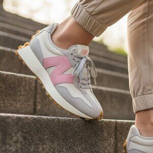 New Balance 327 Women's Casual Sneakers Shoes White Moonbeam Pink various sizes